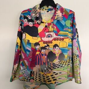 Women’s button up Beatles yellow submarine shirt vintage sz S Small